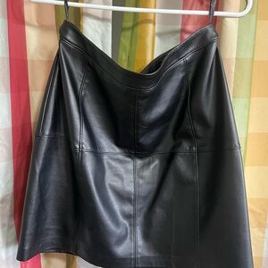 White House Black Market Black Faux Leather A-Line Skirt